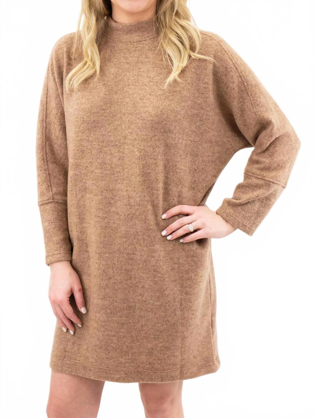 NEW LUSH mock neck dolman sweater dress in khaki